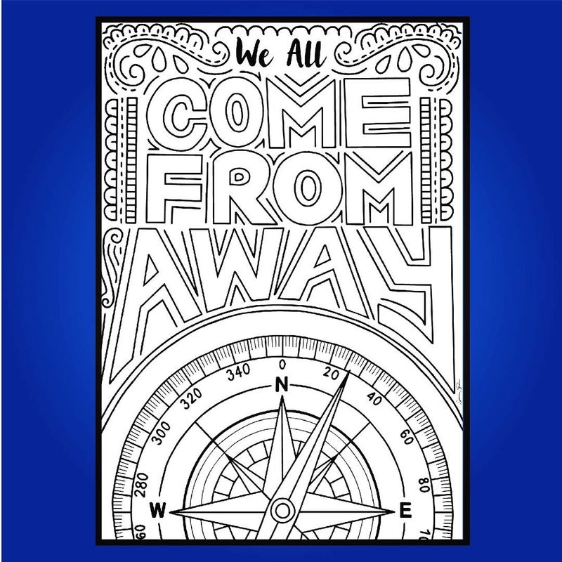 Coloring Broadway - COME FROM AWAY inspired Coloring Postcards (Set of 4) â€œMe & The Skyâ€ Collection, Broadway Musical Merchandise, Ideal Gift for a Broadway Theater Lover - Image 3